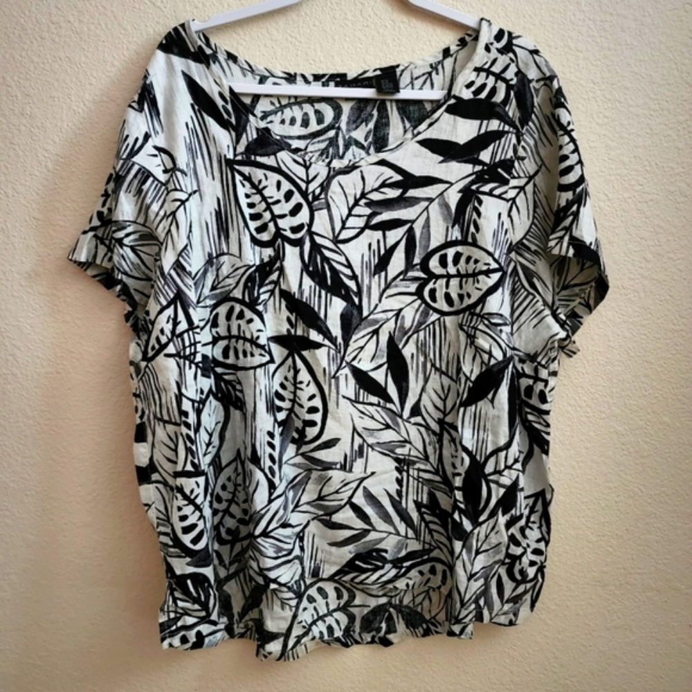 Tahari 100% Linen Short Sleeve top NwoT Size 2X